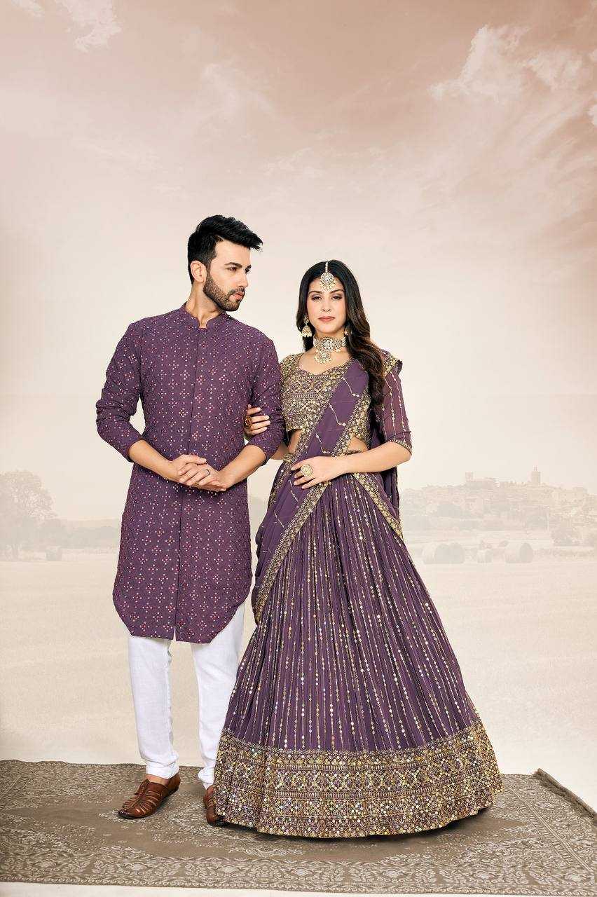 Ynf Georgette RIN131 03 Couple Wear Wholesale Couple Matching Ethnic Outfits Manufacturer