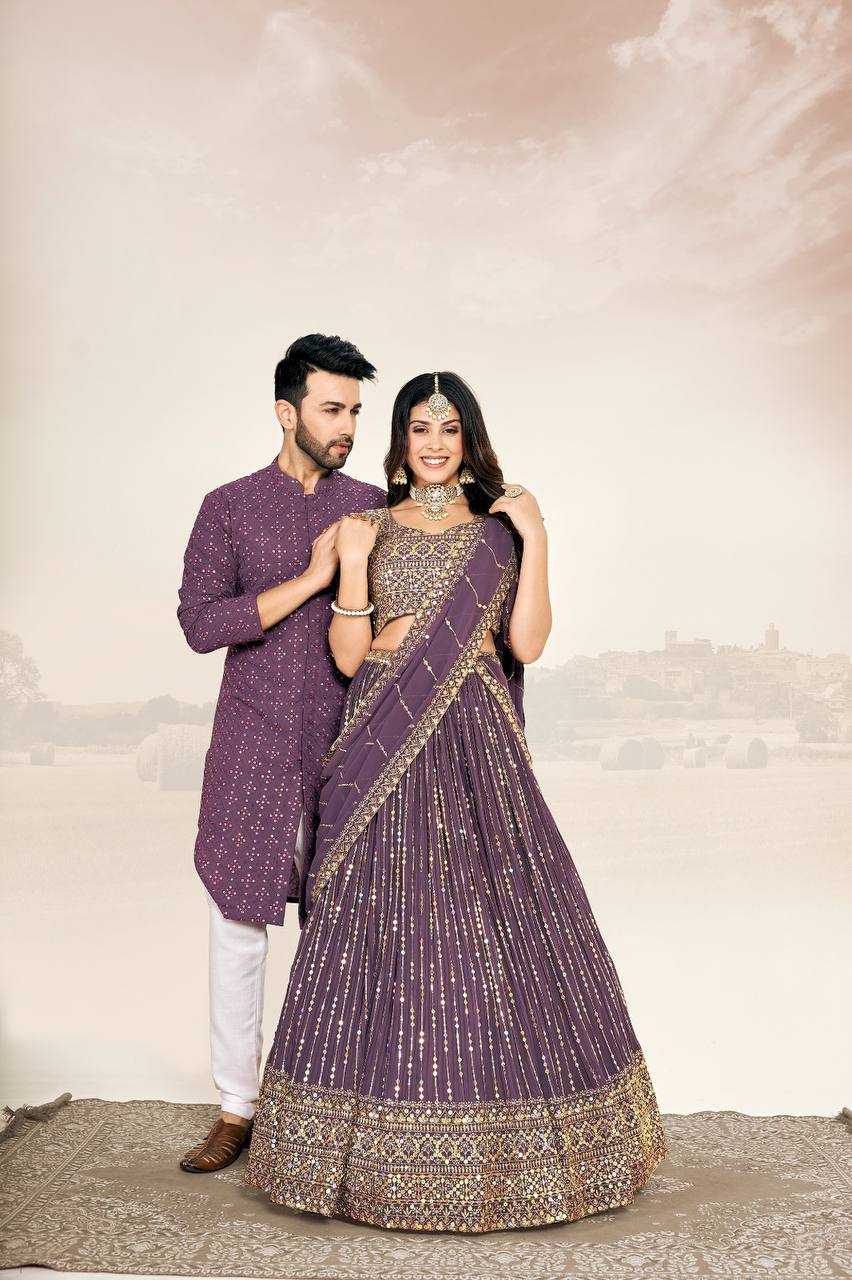 Ynf Georgette RIN131 03 Couple Wear Wholesale Couple Matching Ethnic Outfits Manufacturer