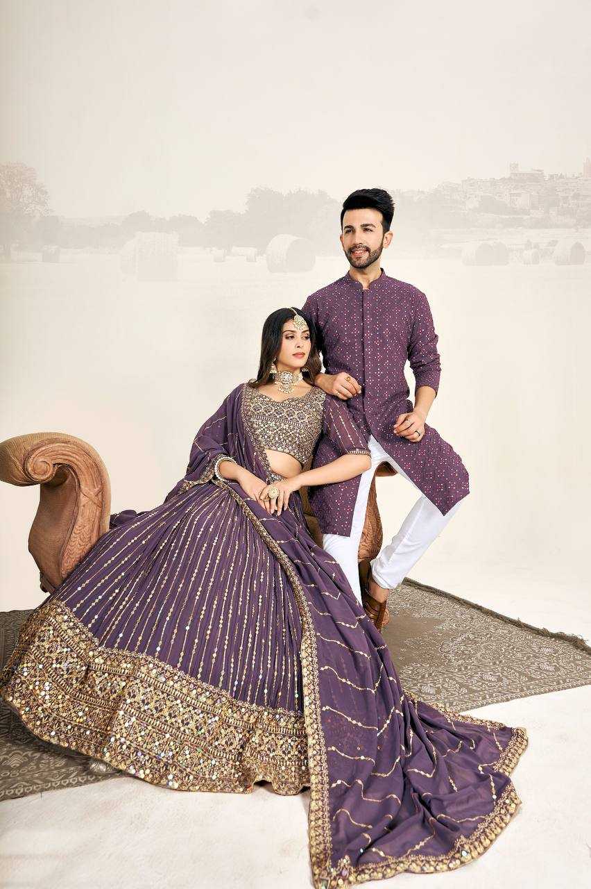 Ynf Georgette RIN131 03 Couple Wear Wholesale Couple Matching Ethnic Outfits Manufacturer