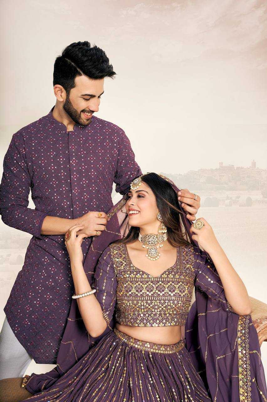 Ynf Georgette RIN131 03 Couple Wear Wholesale Couple Matching Ethnic Outfits Manufacturer