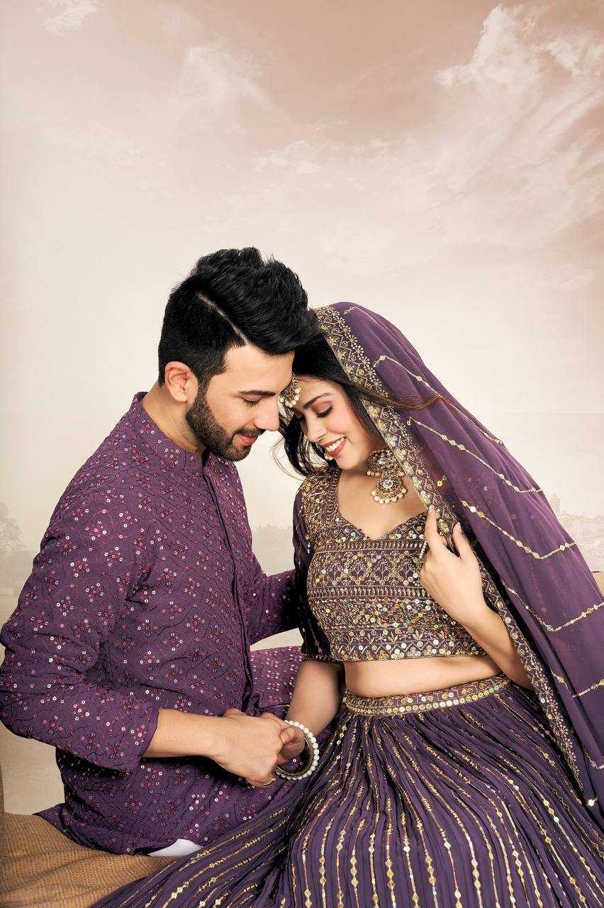 Ynf Georgette RIN131 03 Couple Wear Wholesale Couple Matching Ethnic Outfits Manufacturer