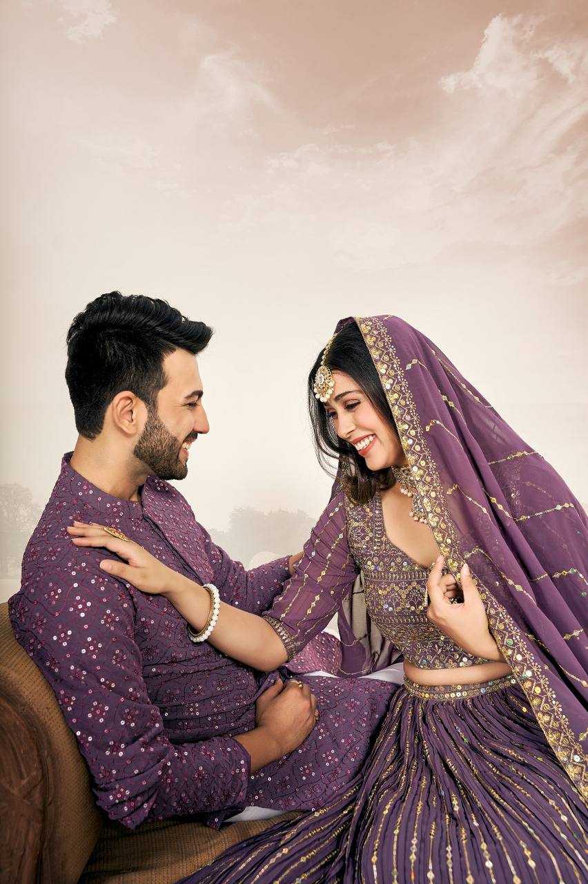 Ynf Georgette RIN131 03 Couple Wear Wholesale Couple Matching Ethnic Outfits Manufacturer
