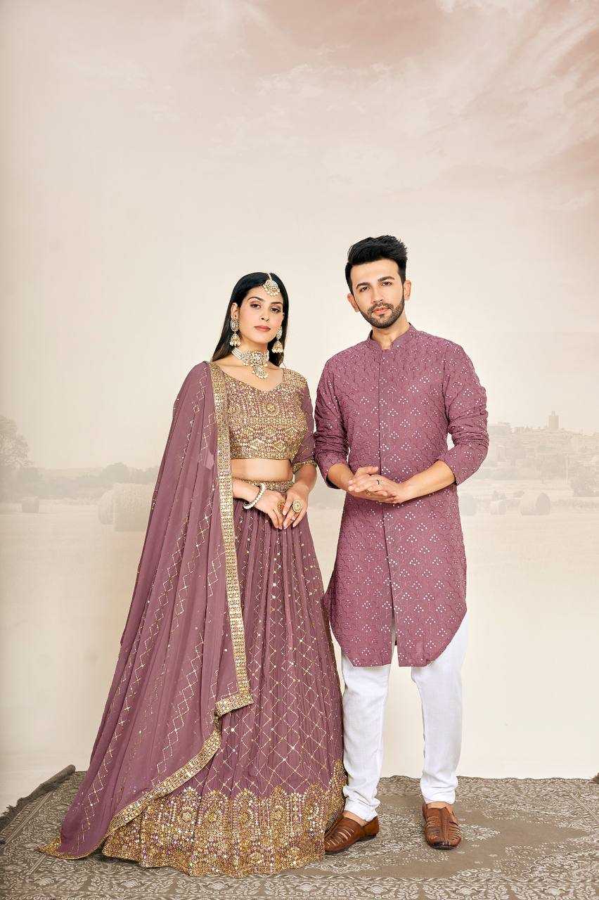Ynf Georgette RIN131 03 Couple Wear Wholesale Couple Matching Ethnic Outfits Manufacturer