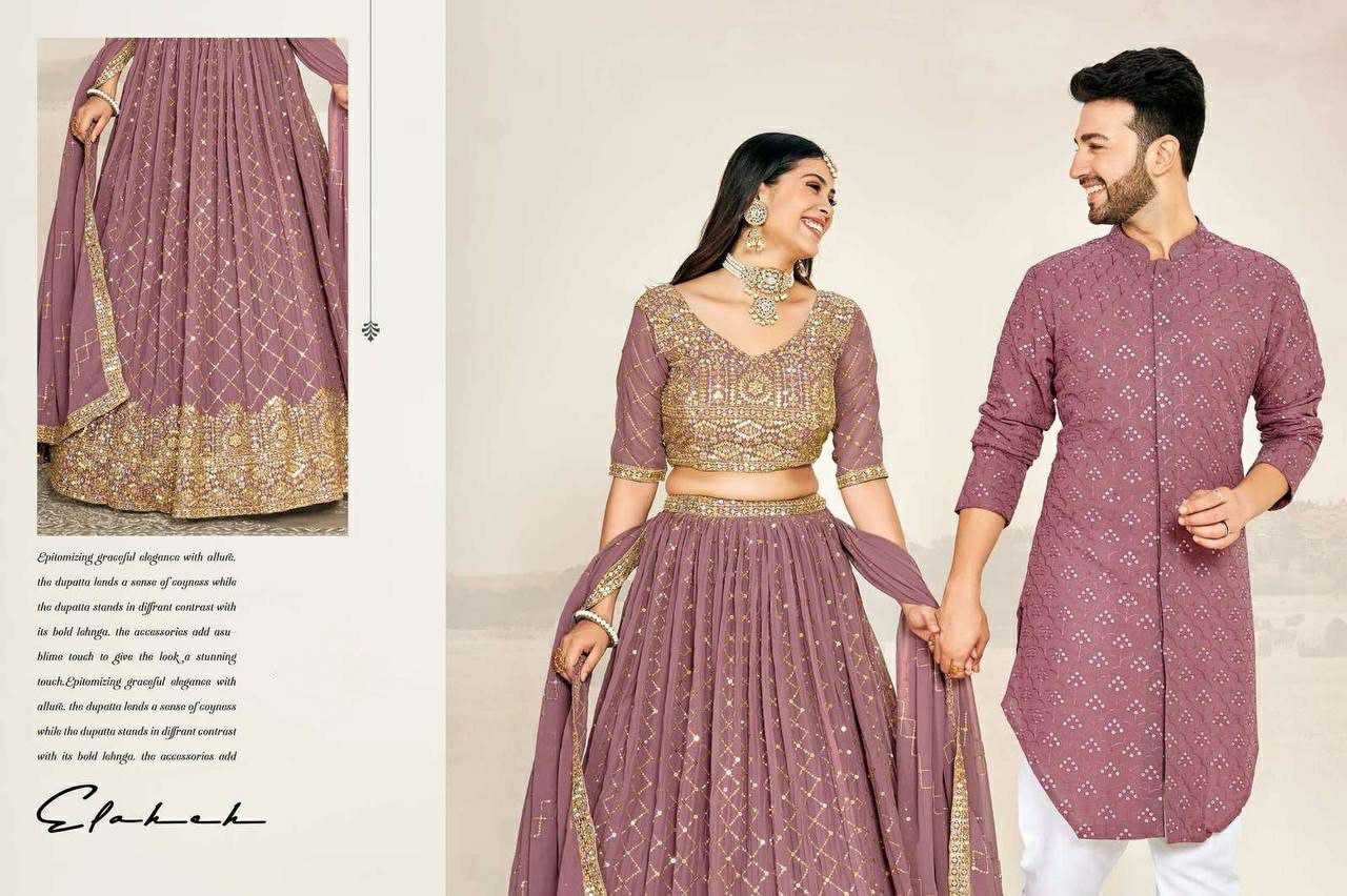 Ynf Georgette RIN131 03 Couple Wear Wholesale Couple Matching Ethnic Outfits Manufacturer