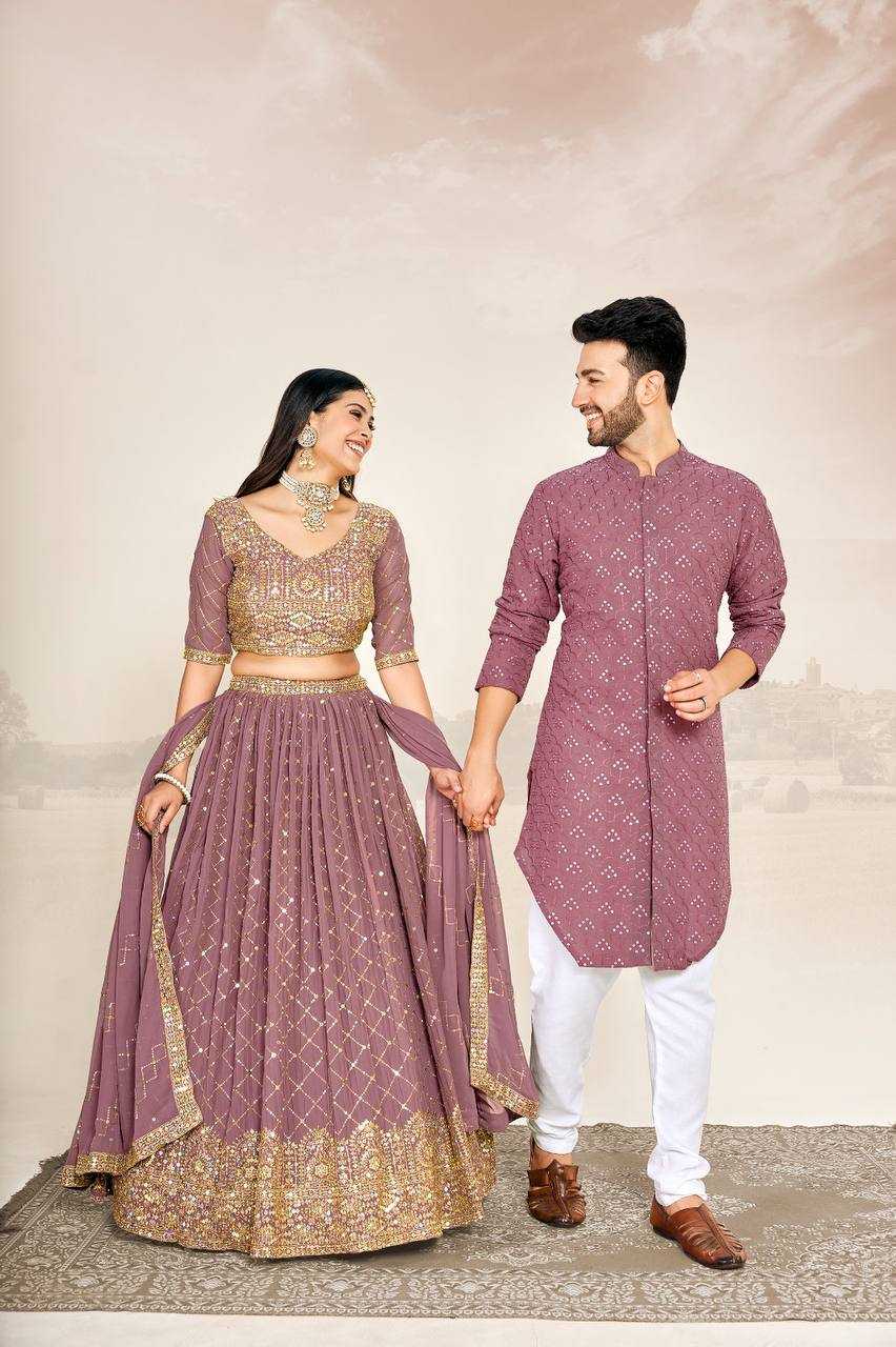 Ynf Georgette RIN131 03 Couple Wear Wholesale Couple Matching Ethnic Outfits Manufacturer