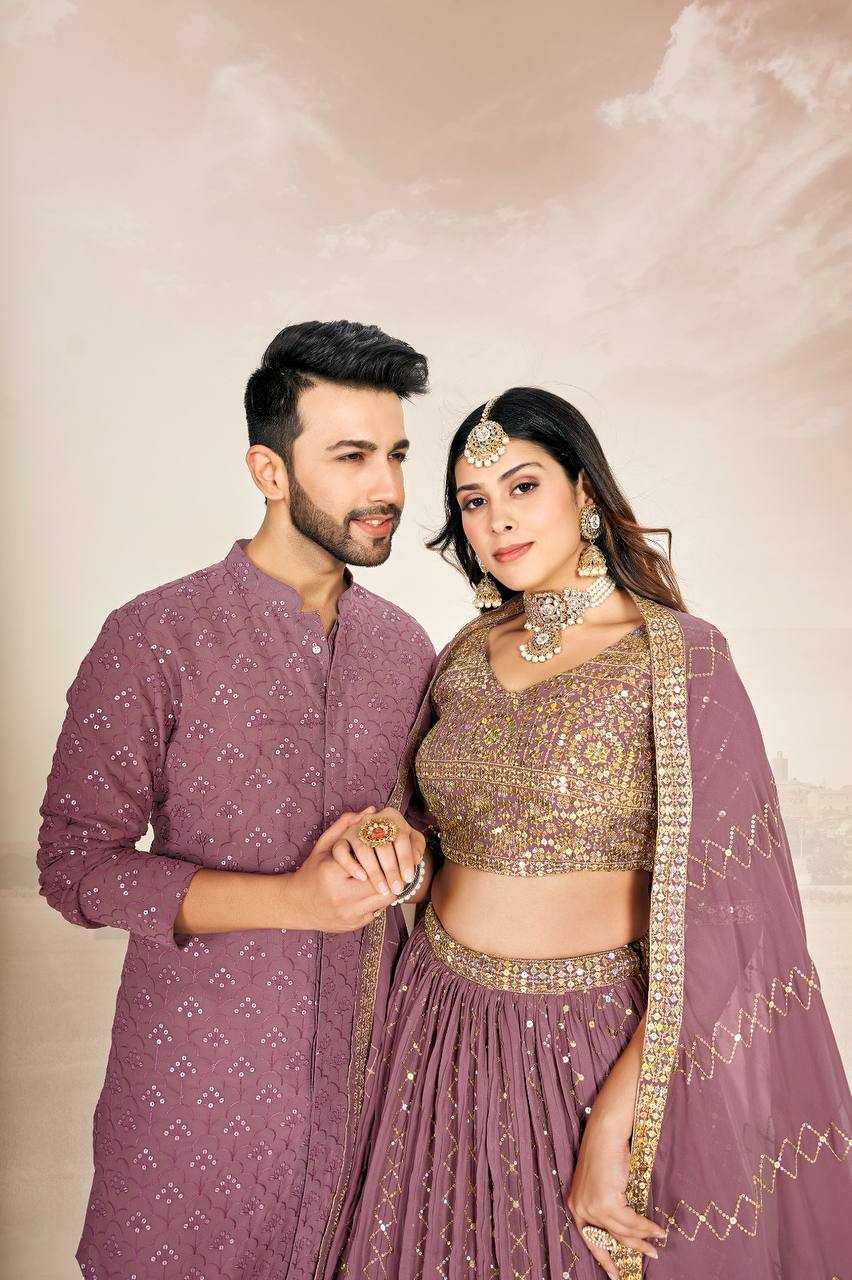 Ynf Georgette RIN131 03 Couple Wear Wholesale Couple Matching Ethnic Outfits Manufacturer