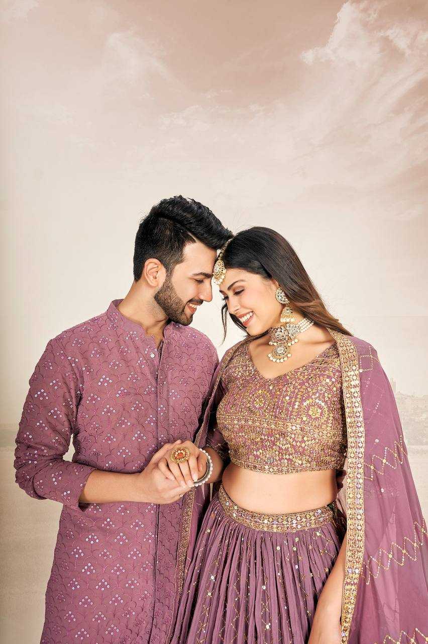 Ynf Georgette RIN131 03 Couple Wear Wholesale Couple Matching Ethnic Outfits Manufacturer