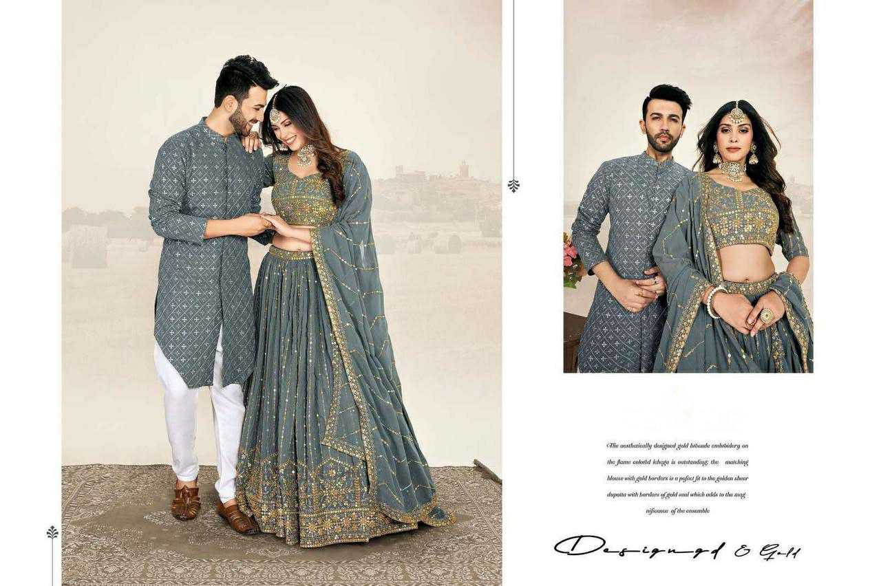 Ynf Georgette RIN131 03 Couple Wear Wholesale Couple Matching Ethnic Outfits Manufacturer