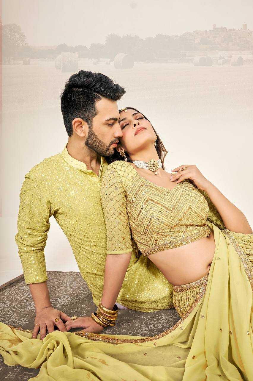 Ynf Georgette RIN131 03 Couple Wear Wholesale Couple Matching Ethnic Outfits Manufacturer