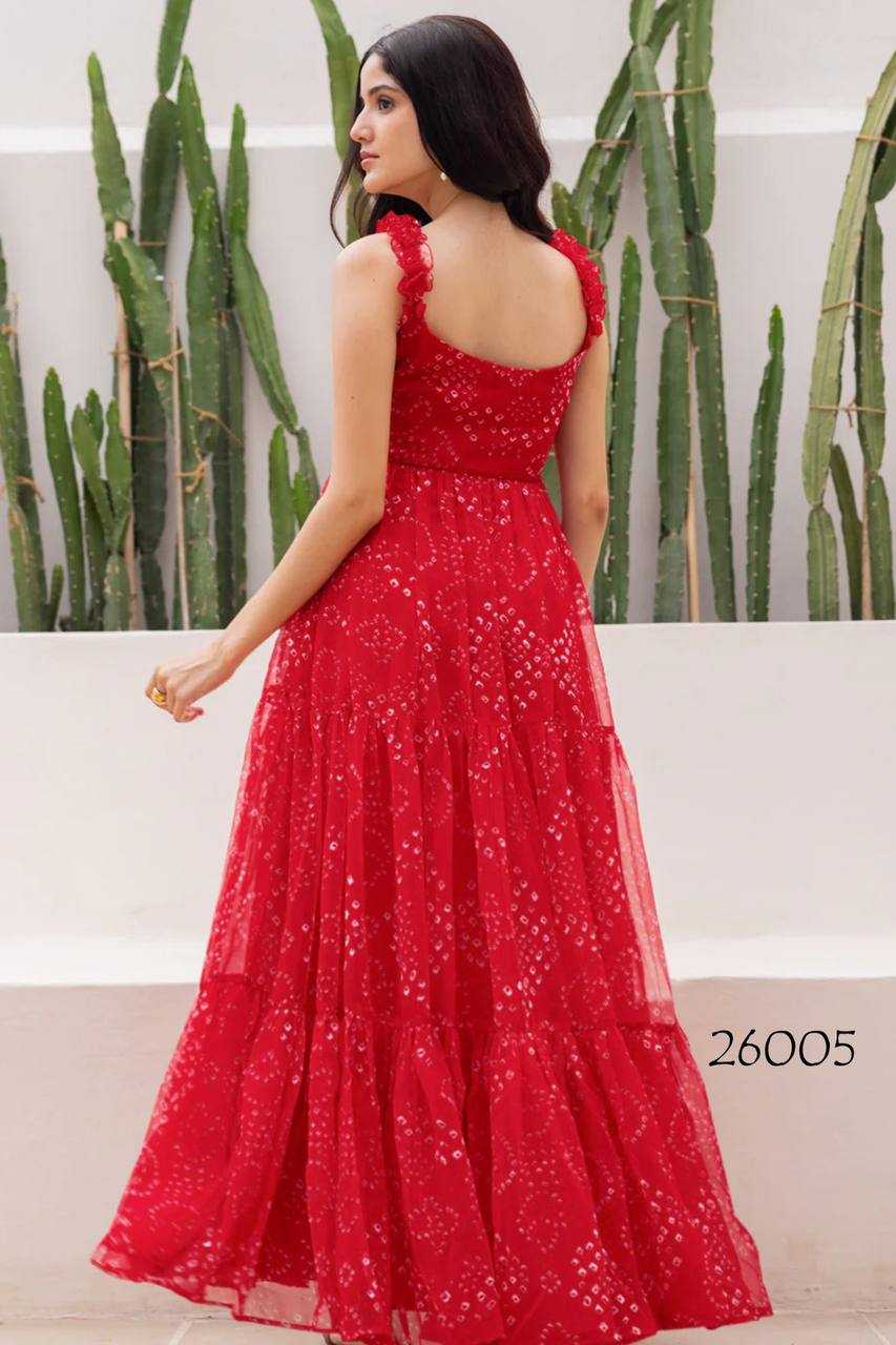 Ynf Georgette RIN131 26001 Gowns Wholesale Printed Gowns Long Gowns Georgette Gown Manufacturer