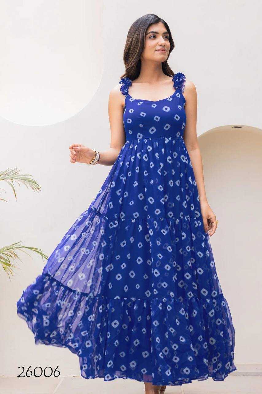 Ynf Georgette RIN131 26001 Gowns Wholesale Printed Gowns Long Gowns Georgette Gown Manufacturer