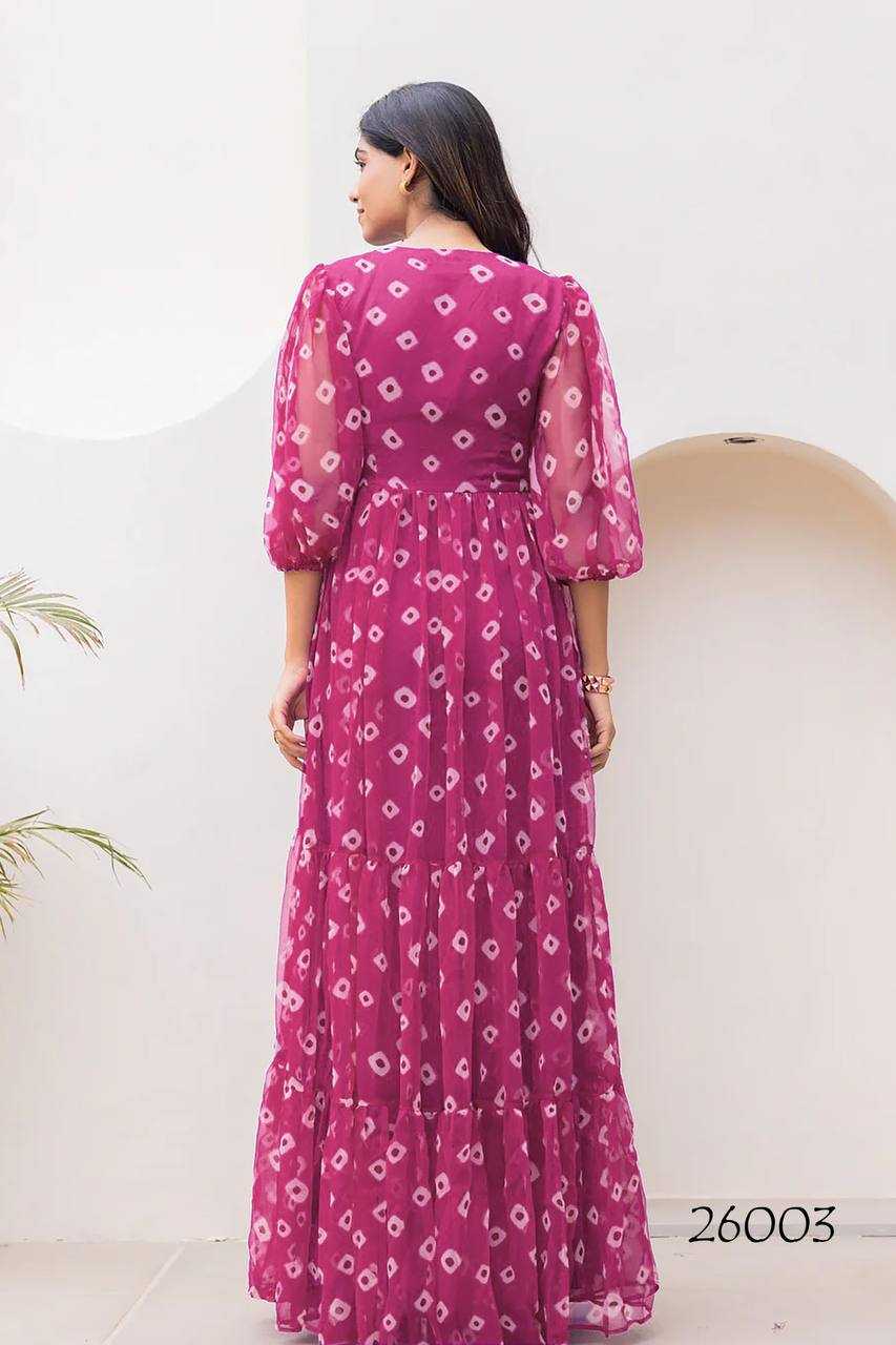 Ynf Georgette RIN131 26001 Gowns Wholesale Printed Gowns Long Gowns Georgette Gown Manufacturer