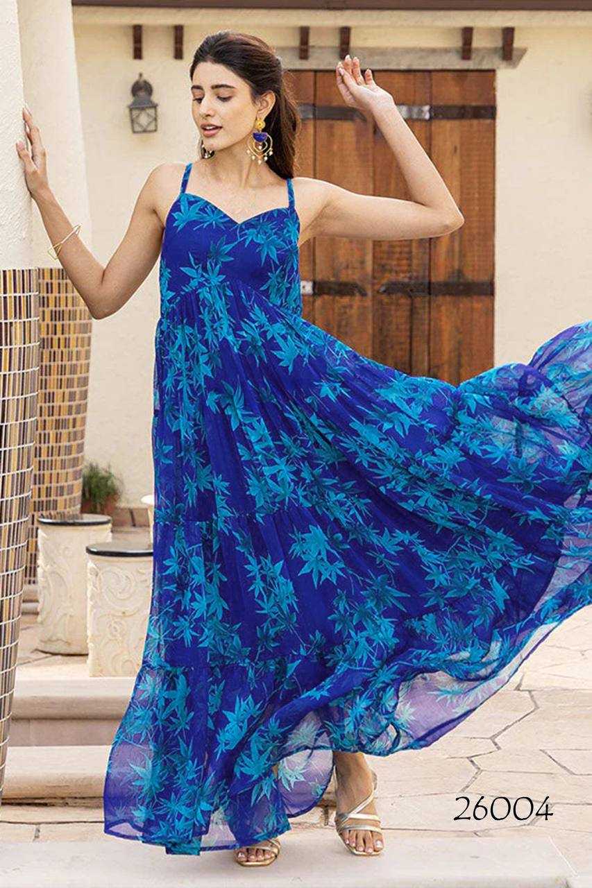 Ynf Georgette RIN131 26001 Gowns Wholesale Printed Gowns Long Gowns Georgette Gown Manufacturer