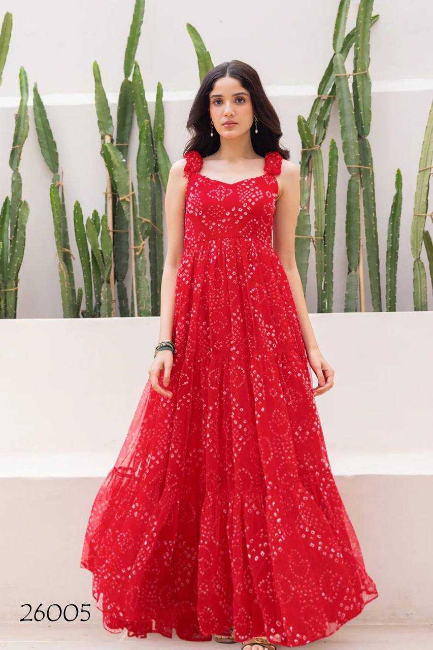 Ynf Georgette RIN131 26001 Gowns Wholesale Printed Gowns Long Gowns Georgette Gown Manufacturer