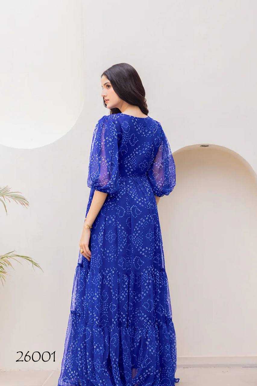 Ynf Georgette RIN131 26001 Gowns Wholesale Printed Gowns Long Gowns Georgette Gown Manufacturer