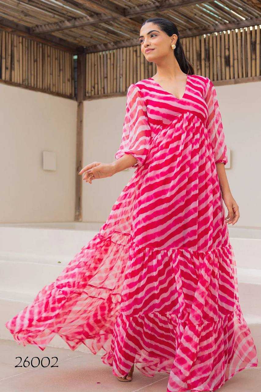 Ynf Georgette RIN131 26001 Gowns Wholesale Printed Gowns Long Gowns Georgette Gown Manufacturer
