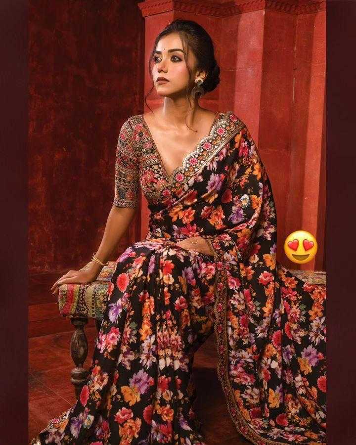Ynf Georgette RIN134 0228 Sarees Wholesale Printed Sarees Georgette Sarees Embroidered Sarees Manufacturer