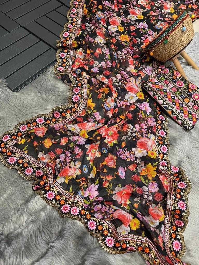 Ynf Georgette RIN134 0228 Sarees Wholesale Printed Sarees Georgette Sarees Embroidered Sarees Manufacturer