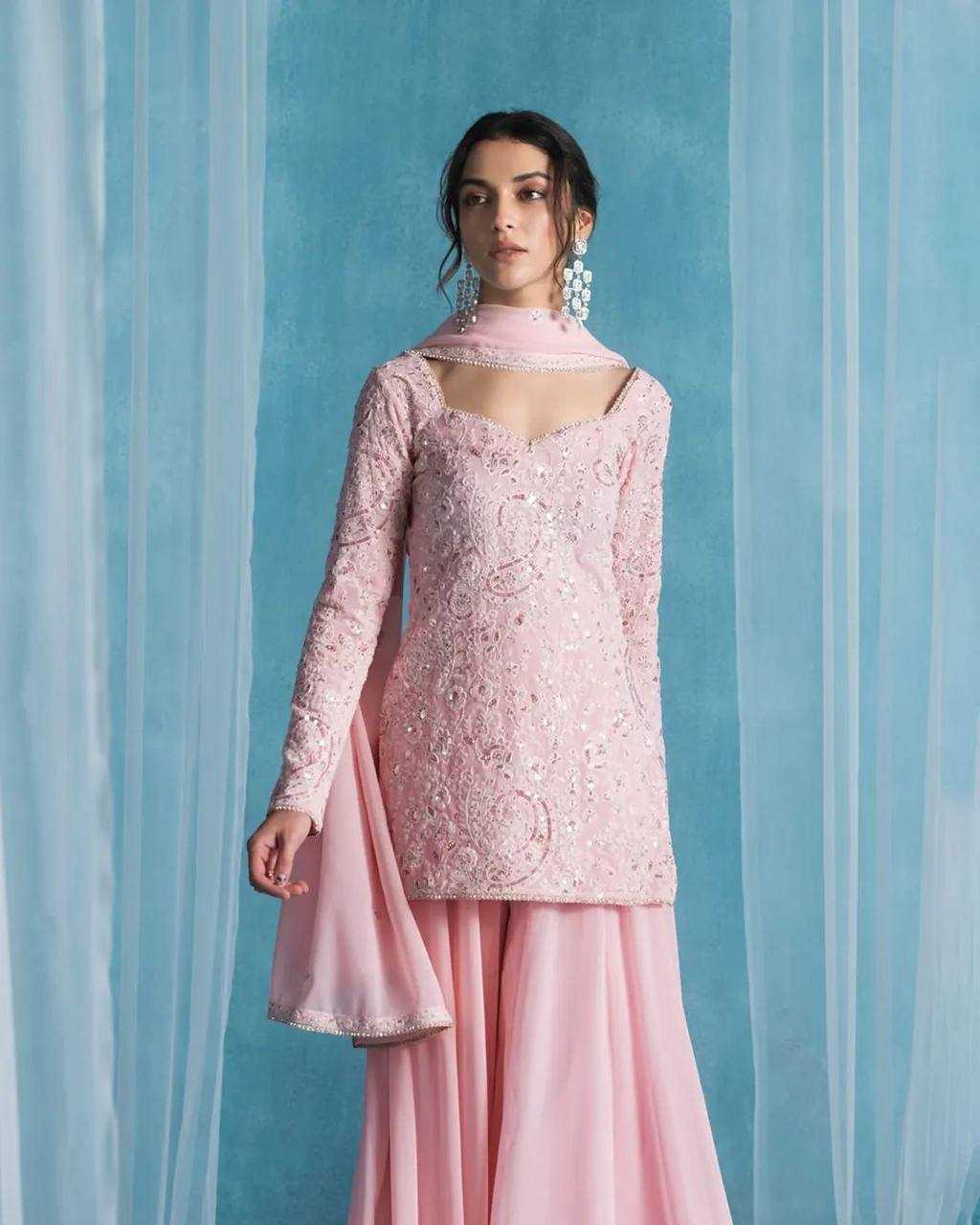 Ynf Georgette RIN141 1979 Suits & Dresses Wedding Collections Festive Collections Wholesale Palazzo Suit Georgette Suit Embroidered Suits Manufacturer