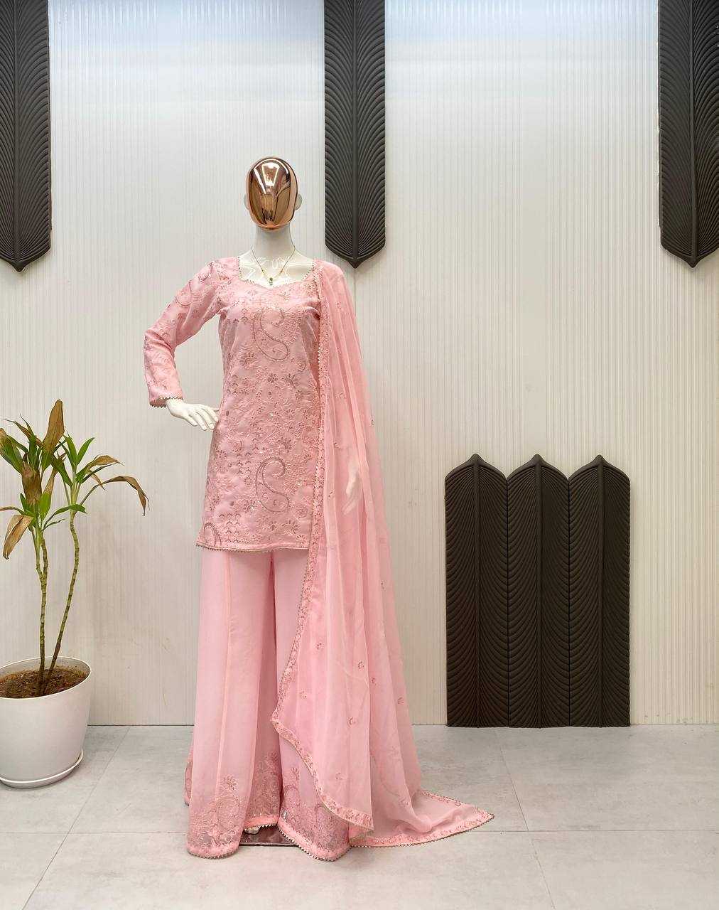 Ynf Georgette RIN141 1979 Suits & Dresses Wedding Collections Festive Collections Wholesale Palazzo Suit Georgette Suit Embroidered Suits Manufacturer