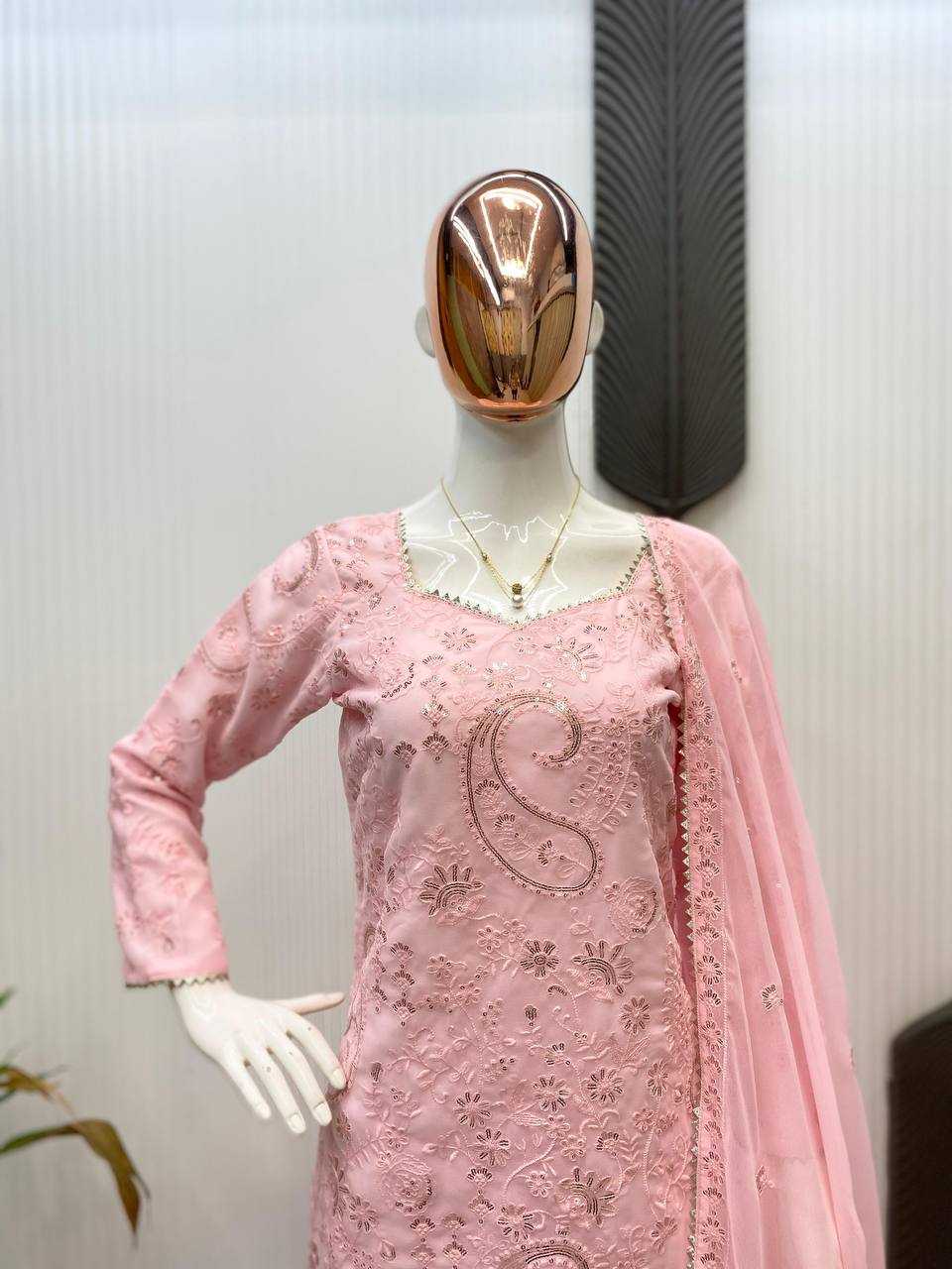 Ynf Georgette RIN141 1979 Suits & Dresses Wedding Collections Festive Collections Wholesale Palazzo Suit Georgette Suit Embroidered Suits Manufacturer