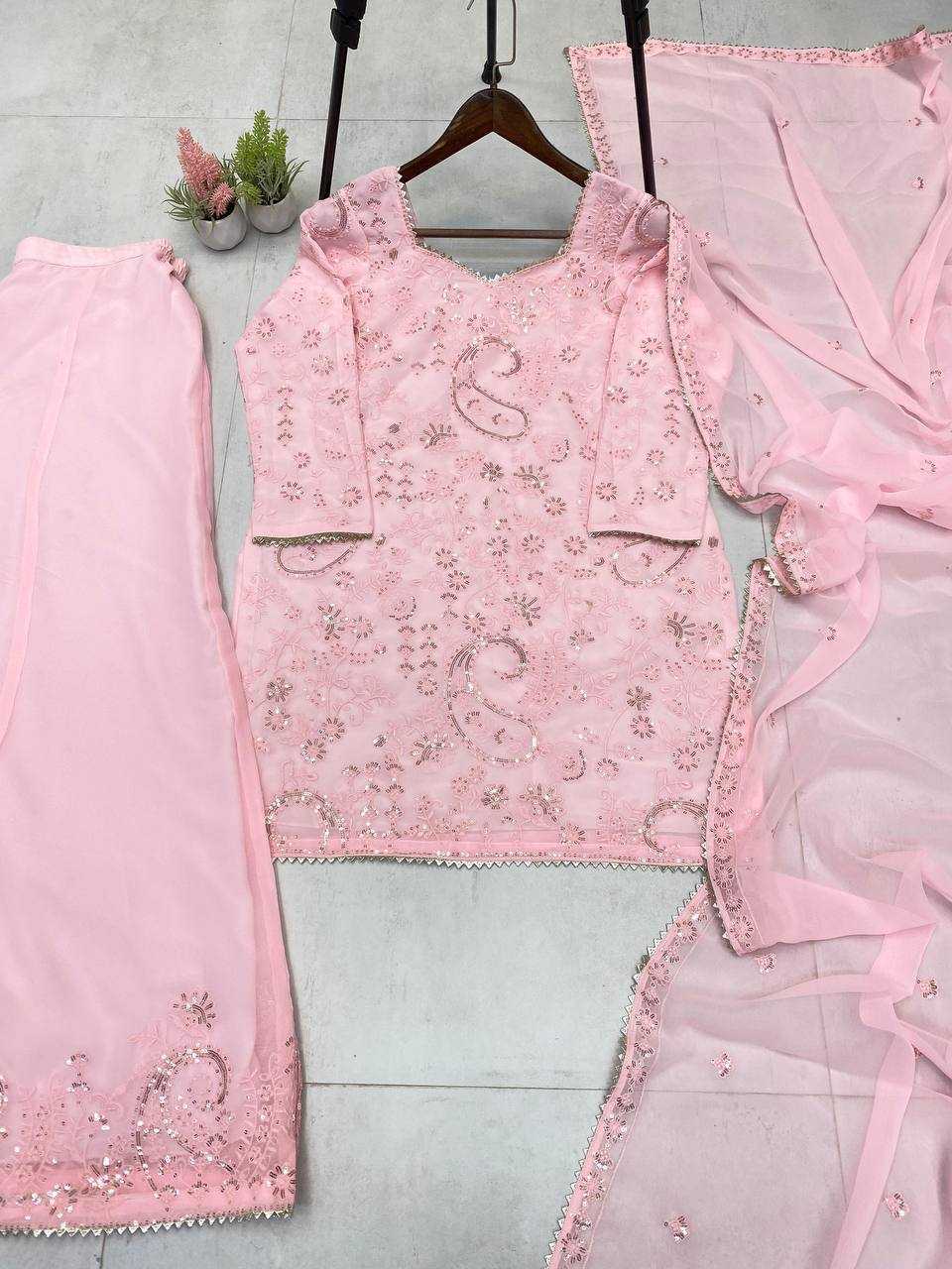 Ynf Georgette RIN141 1979 Suits & Dresses Wedding Collections Festive Collections Wholesale Palazzo Suit Georgette Suit Embroidered Suits Manufacturer