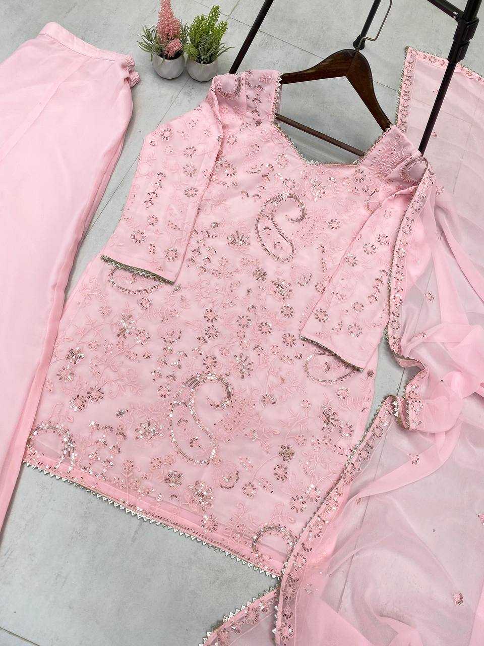 Ynf Georgette RIN141 1979 Suits & Dresses Wedding Collections Festive Collections Wholesale Palazzo Suit Georgette Suit Embroidered Suits Manufacturer