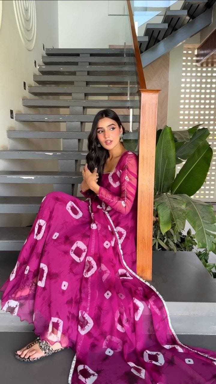 Ynf Georgette RIN157 195 Gowns Plus Size Collections Wholesale Georgette Gown Designer Gowns Pink Gown Manufacturer