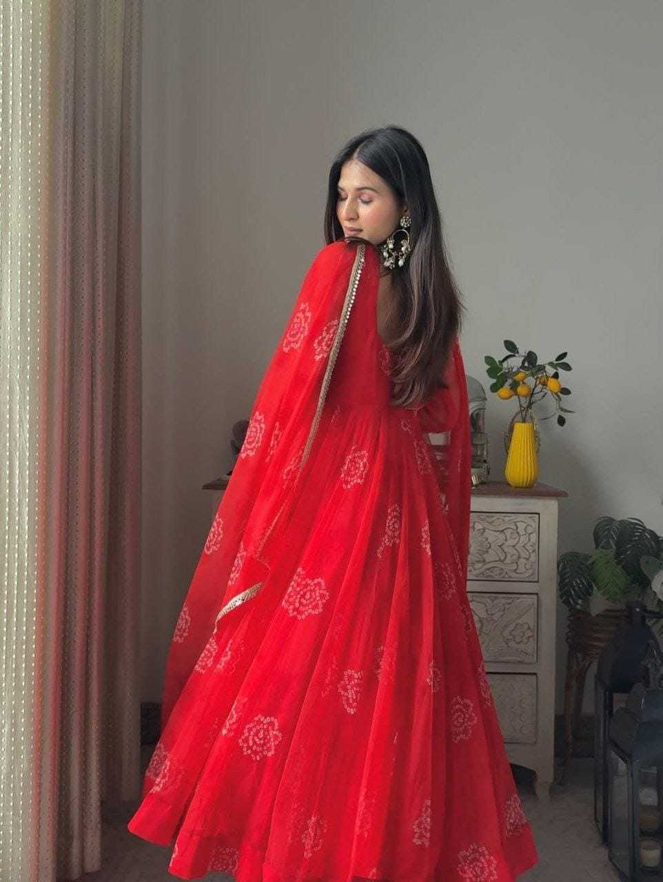 Ynf Georgette RIN157 198 Gowns Plus Size Collections Wholesale Party Gowns Georgette Gown Red Gown Manufacturer