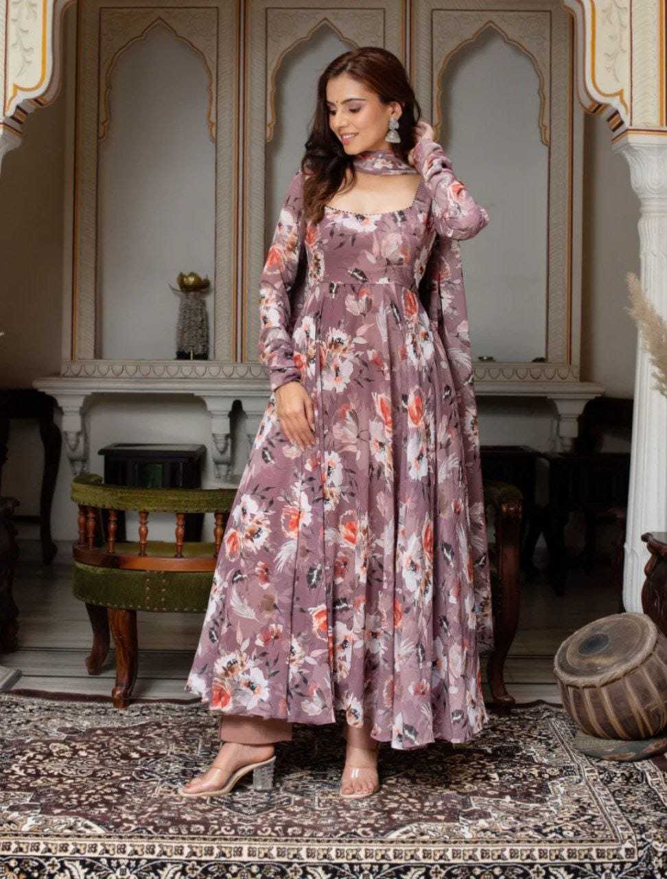 Ynf Georgette RIN157 201 Gowns Plus Size Collections Wholesale Fancy Gowns Georgette Gown Designer Gowns Manufacturer