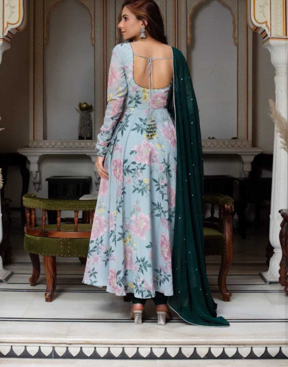 Ynf Georgette RIN157 202 Gowns Plus Size Collections Wholesale Party Gowns Georgette Gown Designer Gowns Manufacturer