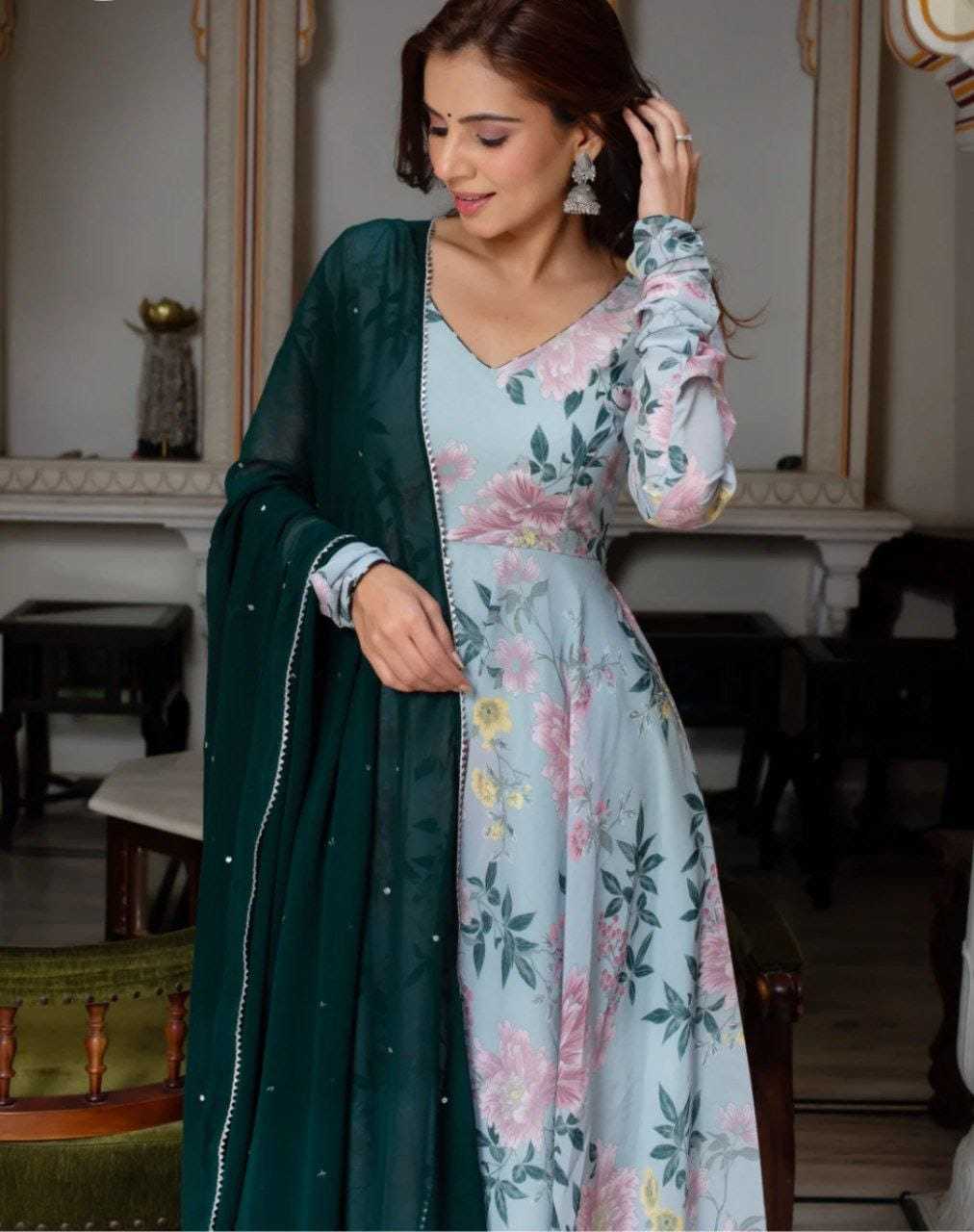 Ynf Georgette RIN157 202 Gowns Plus Size Collections Wholesale Party Gowns Georgette Gown Designer Gowns Manufacturer