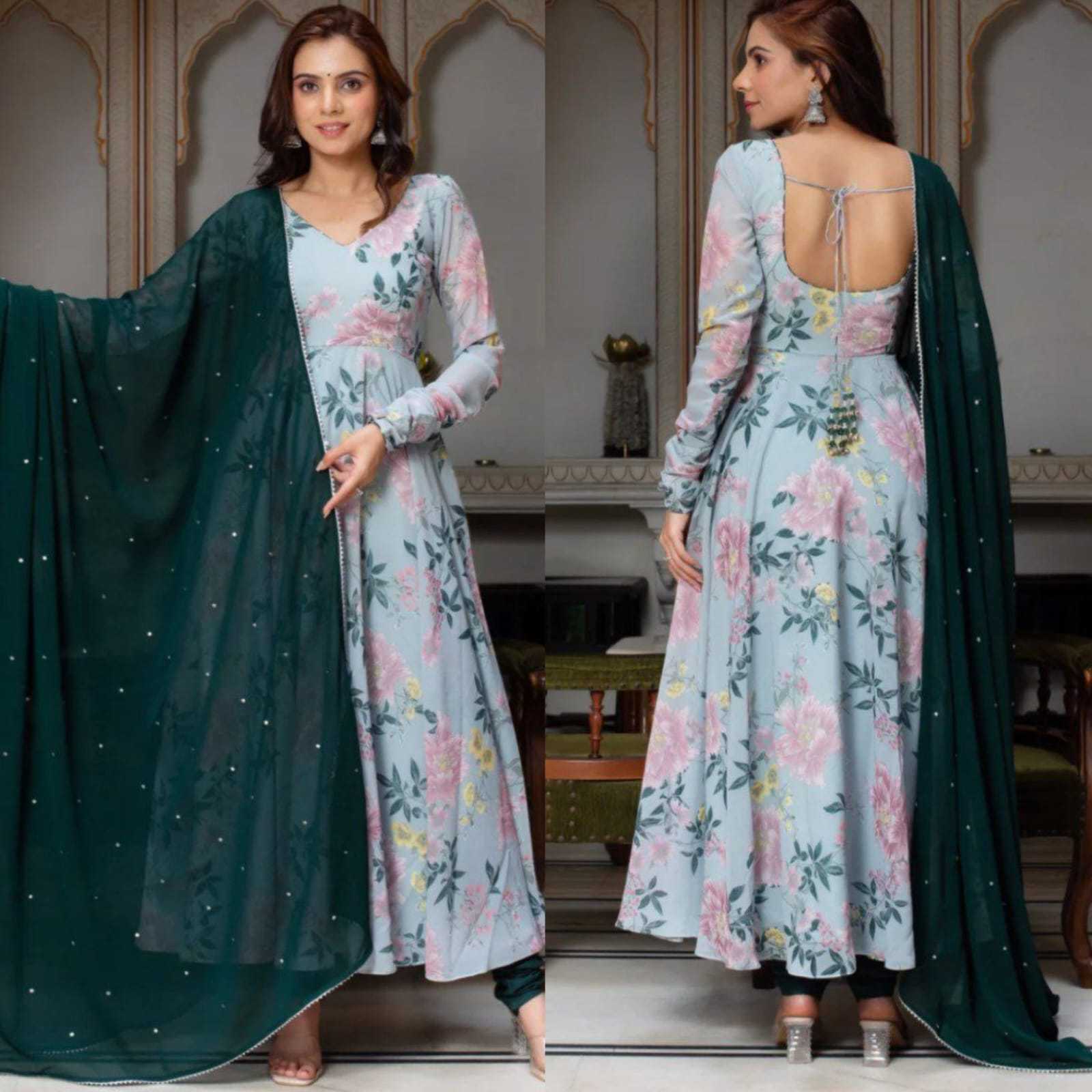 Ynf Georgette RIN157 202 Gowns Plus Size Collections Wholesale Party Gowns Georgette Gown Designer Gowns Manufacturer