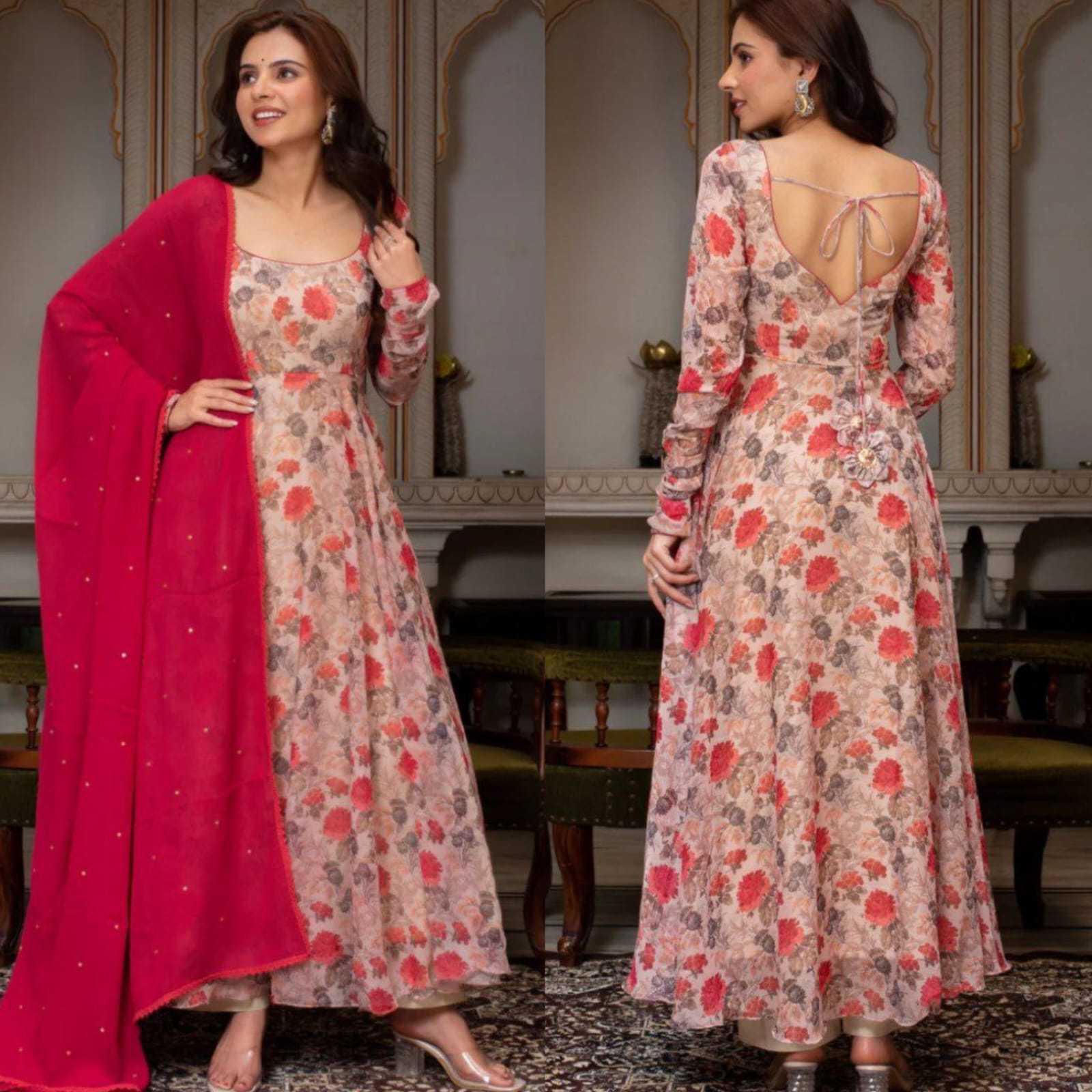 Ynf Georgette RIN157 204 Gowns Plus Size Collections Wholesale Printed Gowns Georgette Gown Designer Gowns Manufacturer