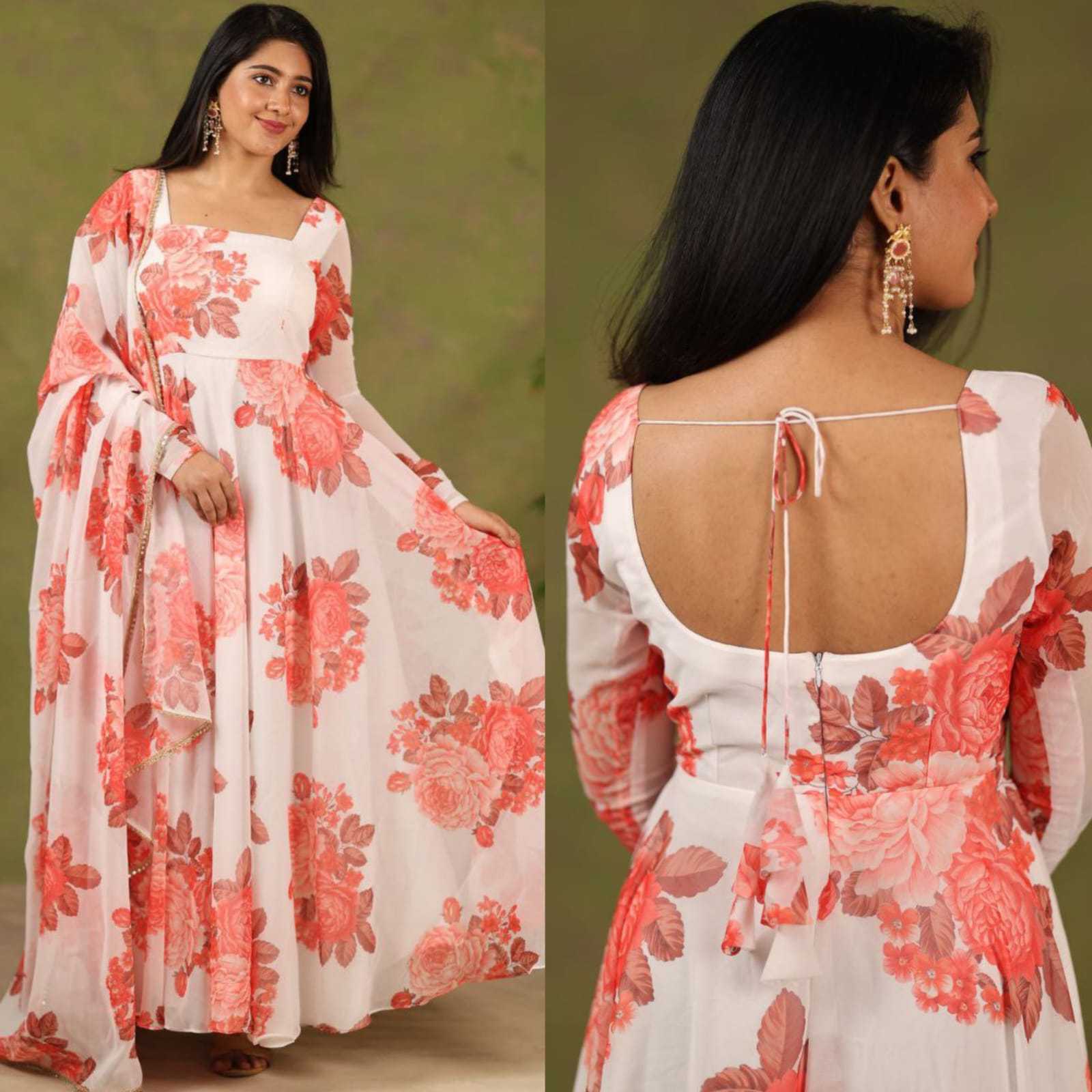 Ynf Georgette RIN157 205 Gowns Festive Collections Plus Size Collections Wholesale Printed Gowns Georgette Gown Onam Collections Manufacturer