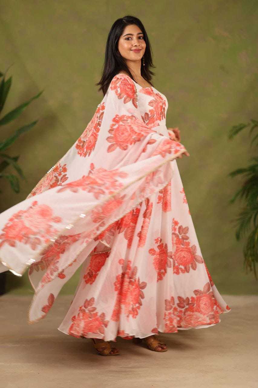 Ynf Georgette RIN157 205 Gowns Festive Collections Plus Size Collections Wholesale Printed Gowns Georgette Gown Onam Collections Manufacturer