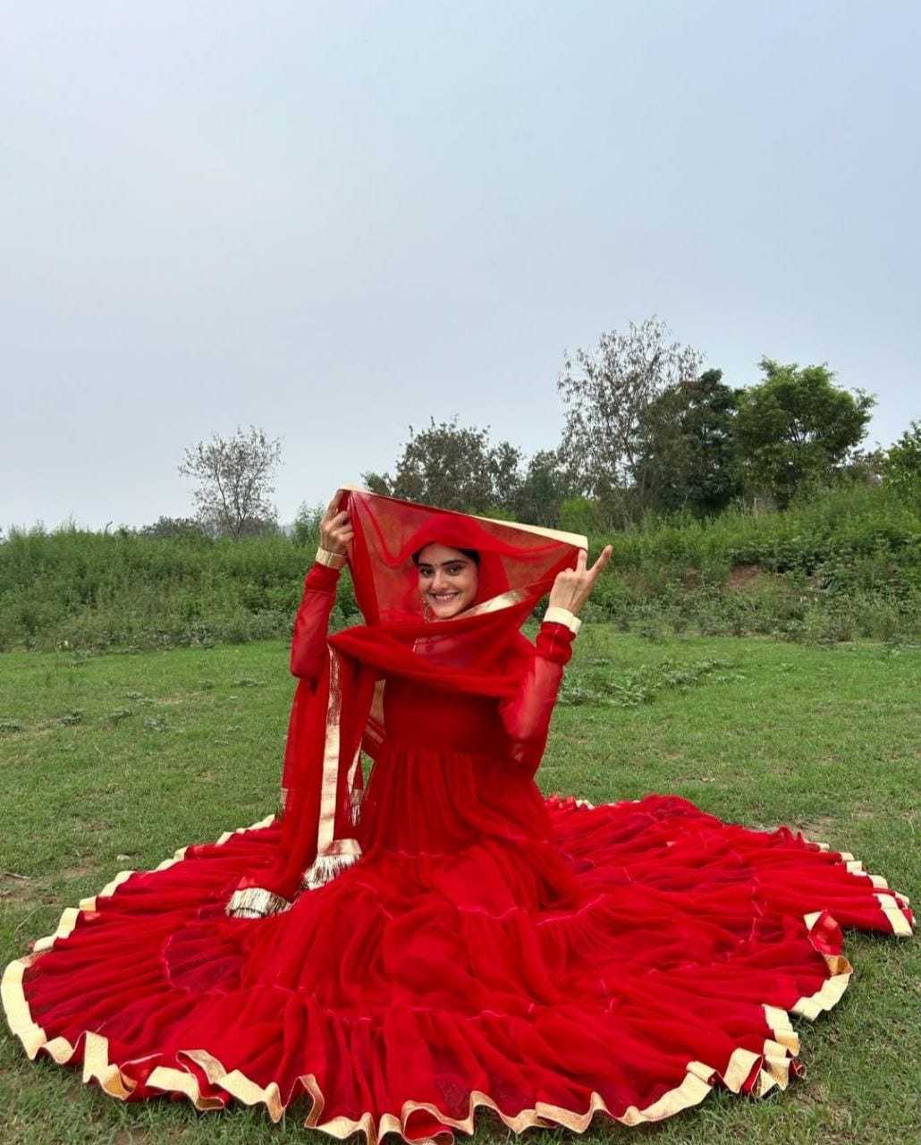 Ynf Georgette RIN157 2065 Gowns Plus Size Collections Wholesale Georgette Gown Wedding Gown Red Gown Manufacturer