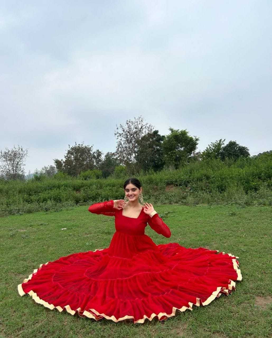 Ynf Georgette RIN157 2065 Gowns Plus Size Collections Wholesale Georgette Gown Wedding Gown Red Gown Manufacturer