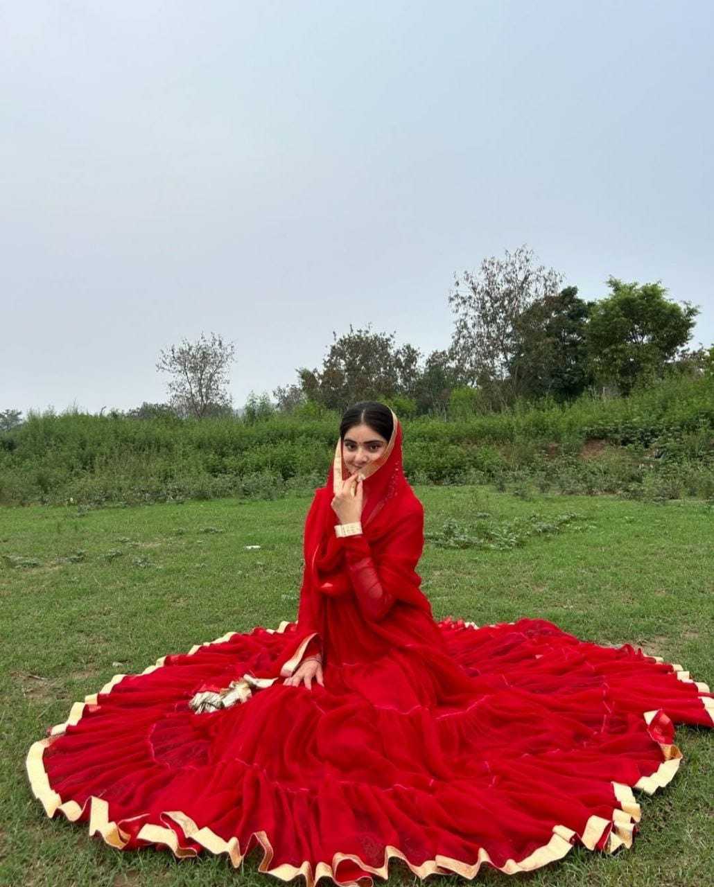 Ynf Georgette RIN157 2065 Gowns Plus Size Collections Wholesale Georgette Gown Wedding Gown Red Gown Manufacturer