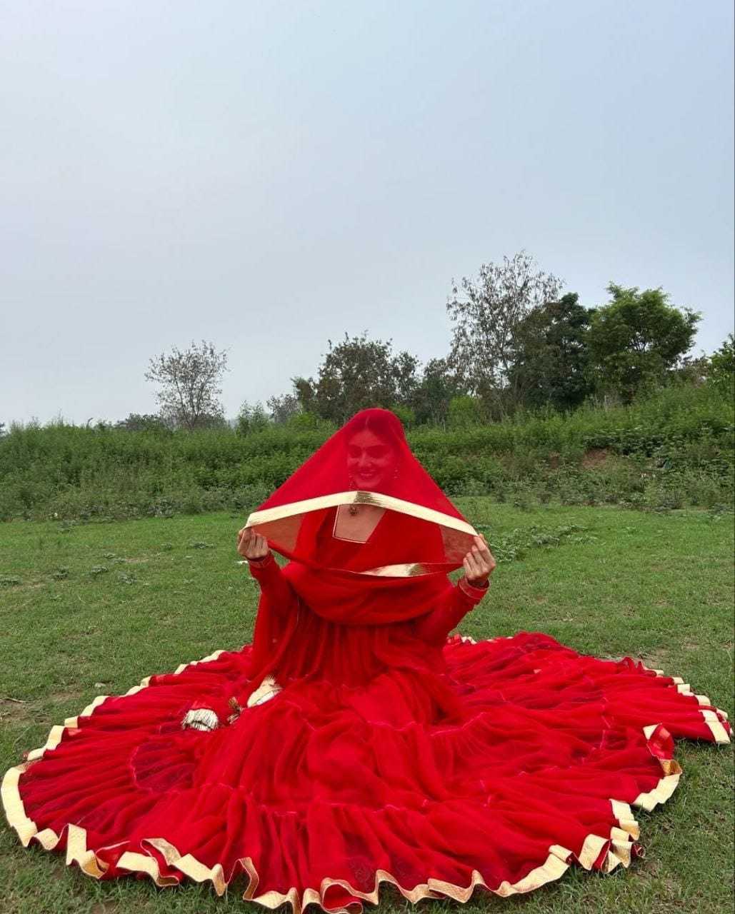 Ynf Georgette RIN157 2065 Gowns Plus Size Collections Wholesale Georgette Gown Wedding Gown Red Gown Manufacturer