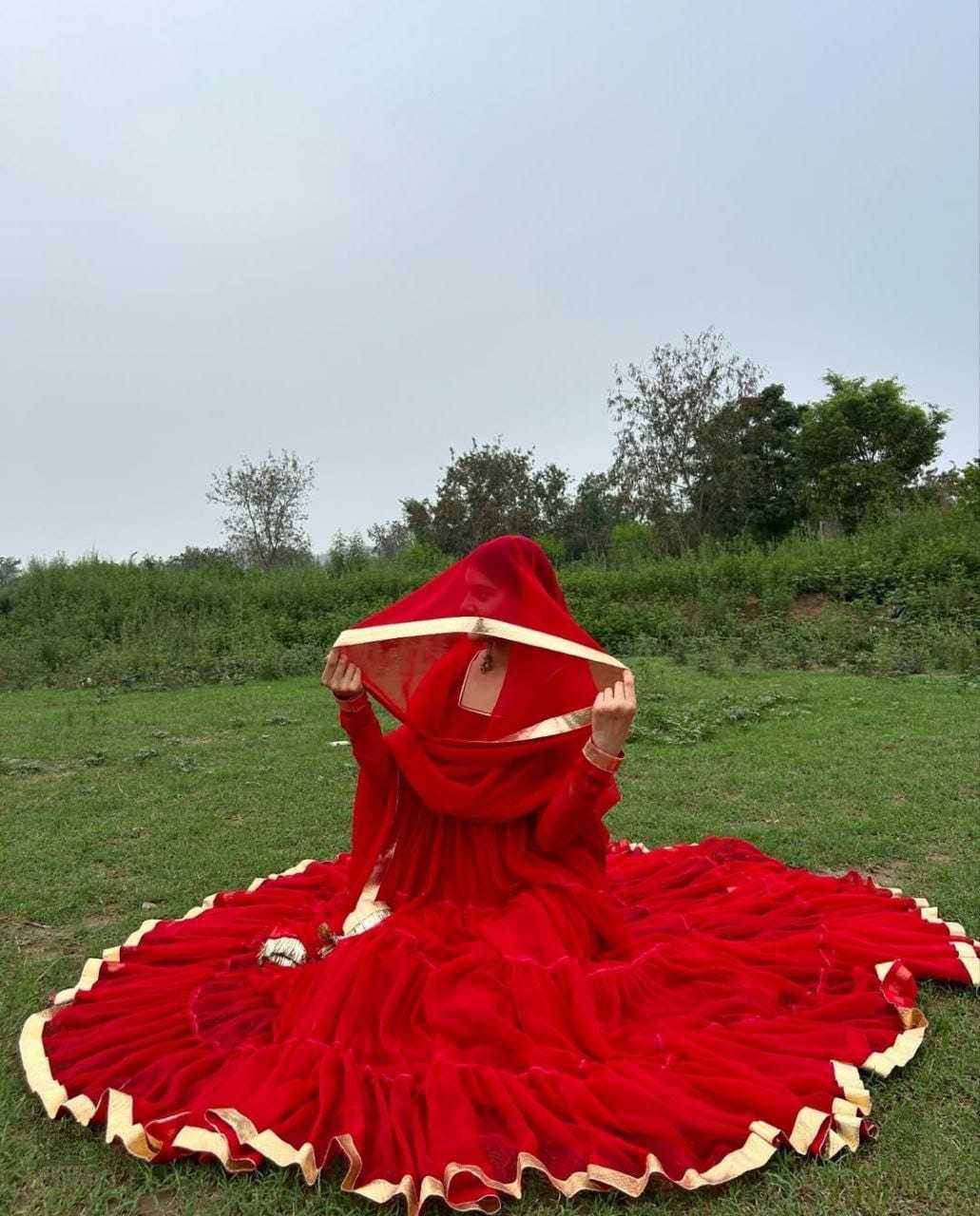 Ynf Georgette RIN157 2065 Gowns Plus Size Collections Wholesale Georgette Gown Wedding Gown Red Gown Manufacturer