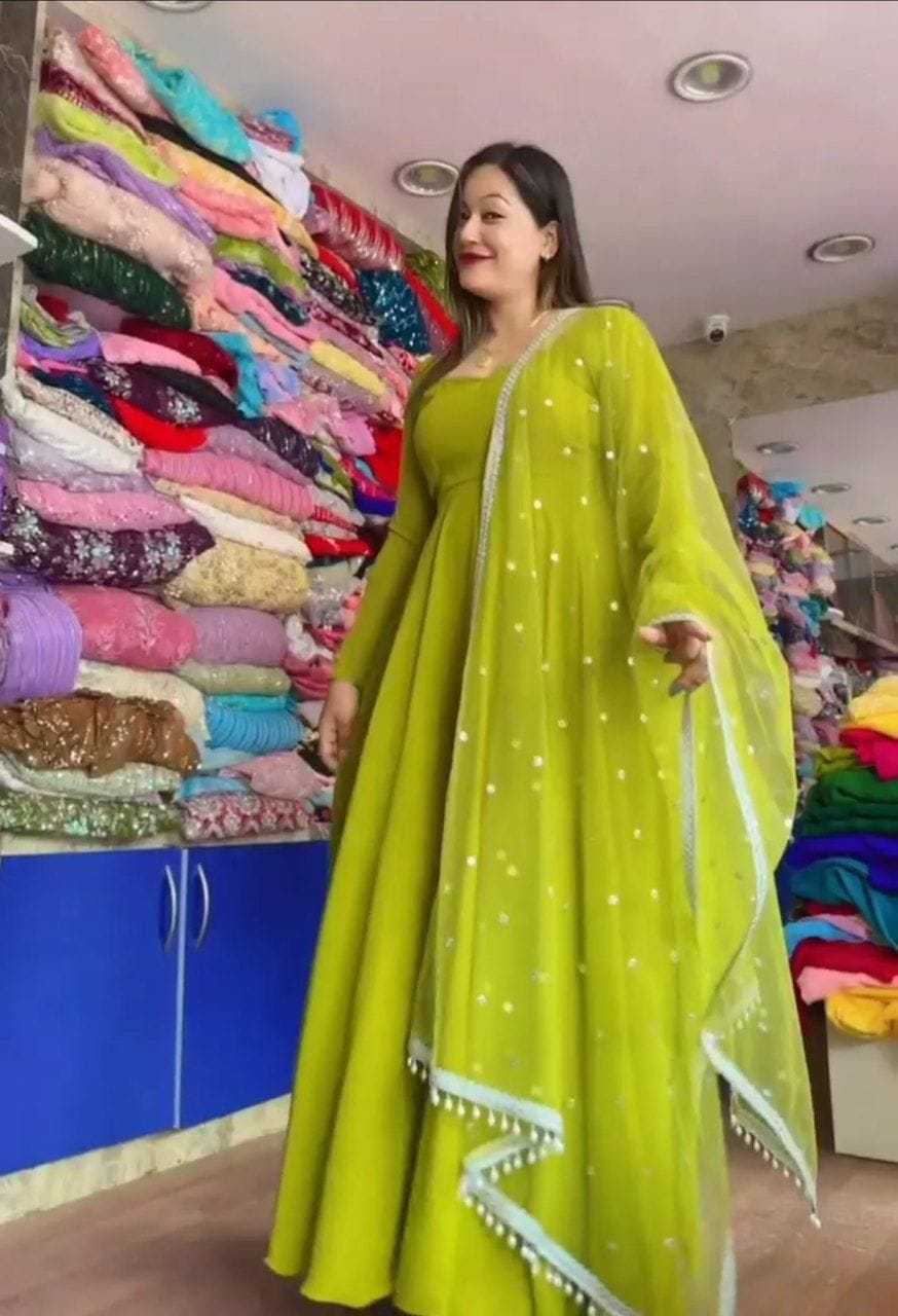Ynf Georgette RIN157 2109 Gowns Plus Size Collections Wholesale Georgette Gown Designer Gowns Green Gown Manufacturer