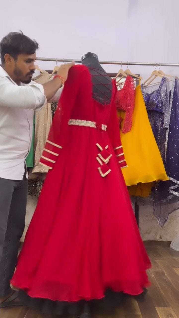 Ynf Georgette RIN157 2118 Gowns Plus Size Collections Wholesale Party Gowns Georgette Gown Wedding Gown Manufacturer