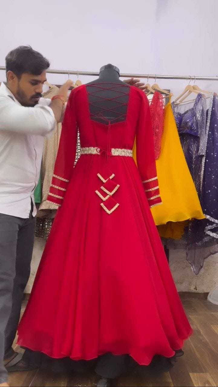 Ynf Georgette RIN157 2118 Gowns Plus Size Collections Wholesale Party Gowns Georgette Gown Wedding Gown Manufacturer