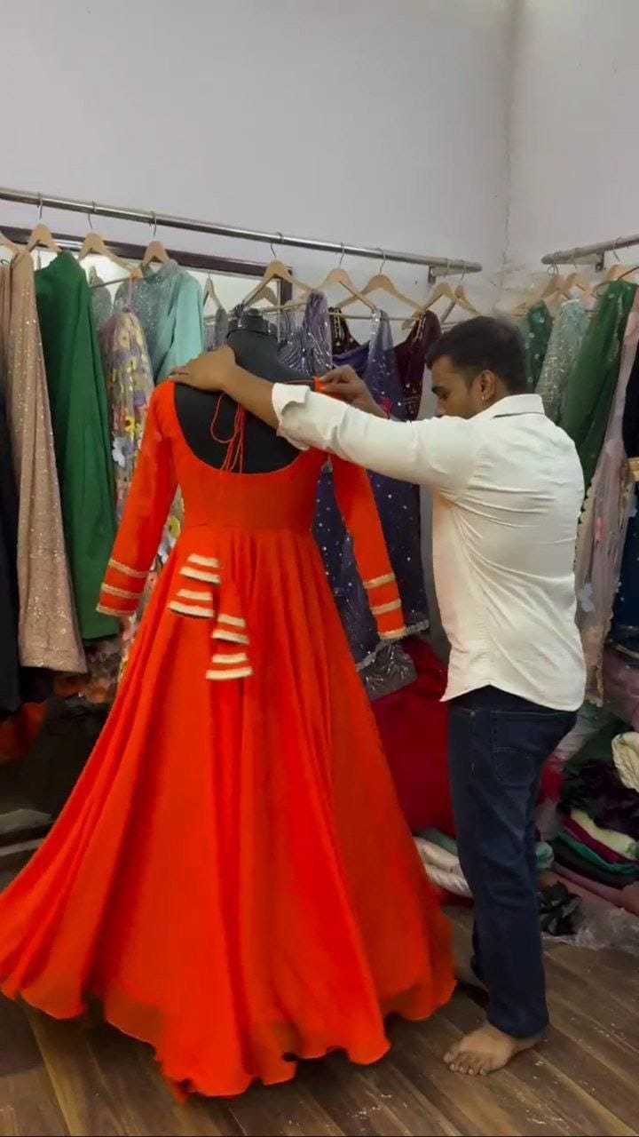 Ynf Georgette RIN157 2119 Gowns Plus Size Collections Wholesale Georgette Gown Wedding Gown Red Gown Manufacturer