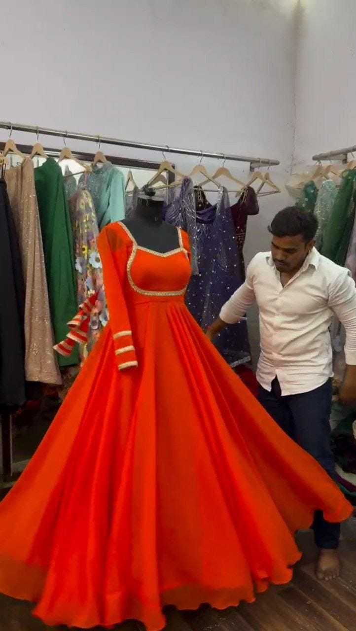 Ynf Georgette RIN157 2119 Gowns Plus Size Collections Wholesale Georgette Gown Wedding Gown Red Gown Manufacturer