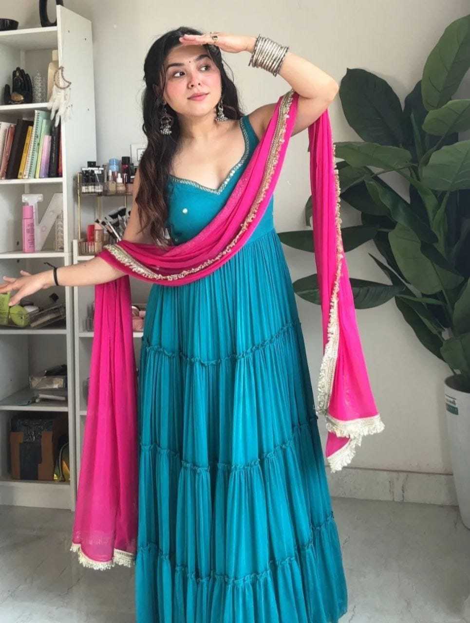 Ynf Georgette RIN157 2127 Gowns Plus Size Collections Wholesale Fancy Gowns Georgette Gown Designer Gowns Manufacturer