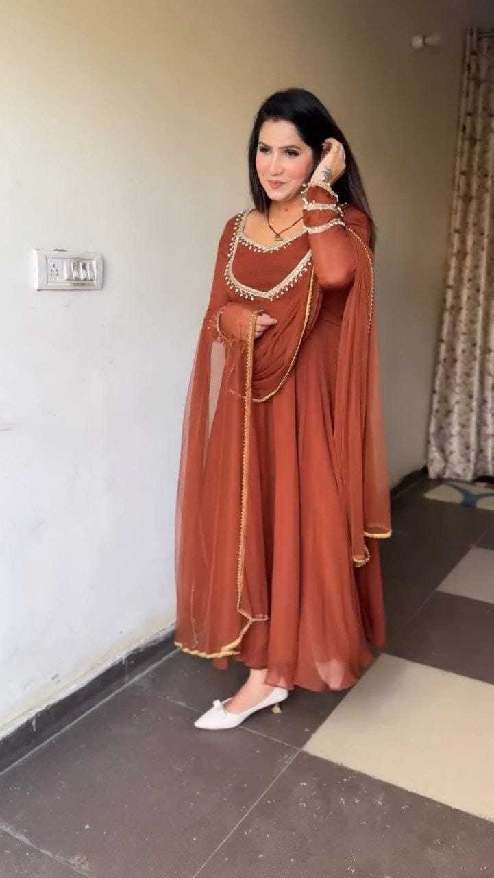 Ynf Georgette RIN157 2128 Gowns Plus Size Collections Wholesale Georgette Gown Party Wear Gowns Designer Gowns Manufacturer