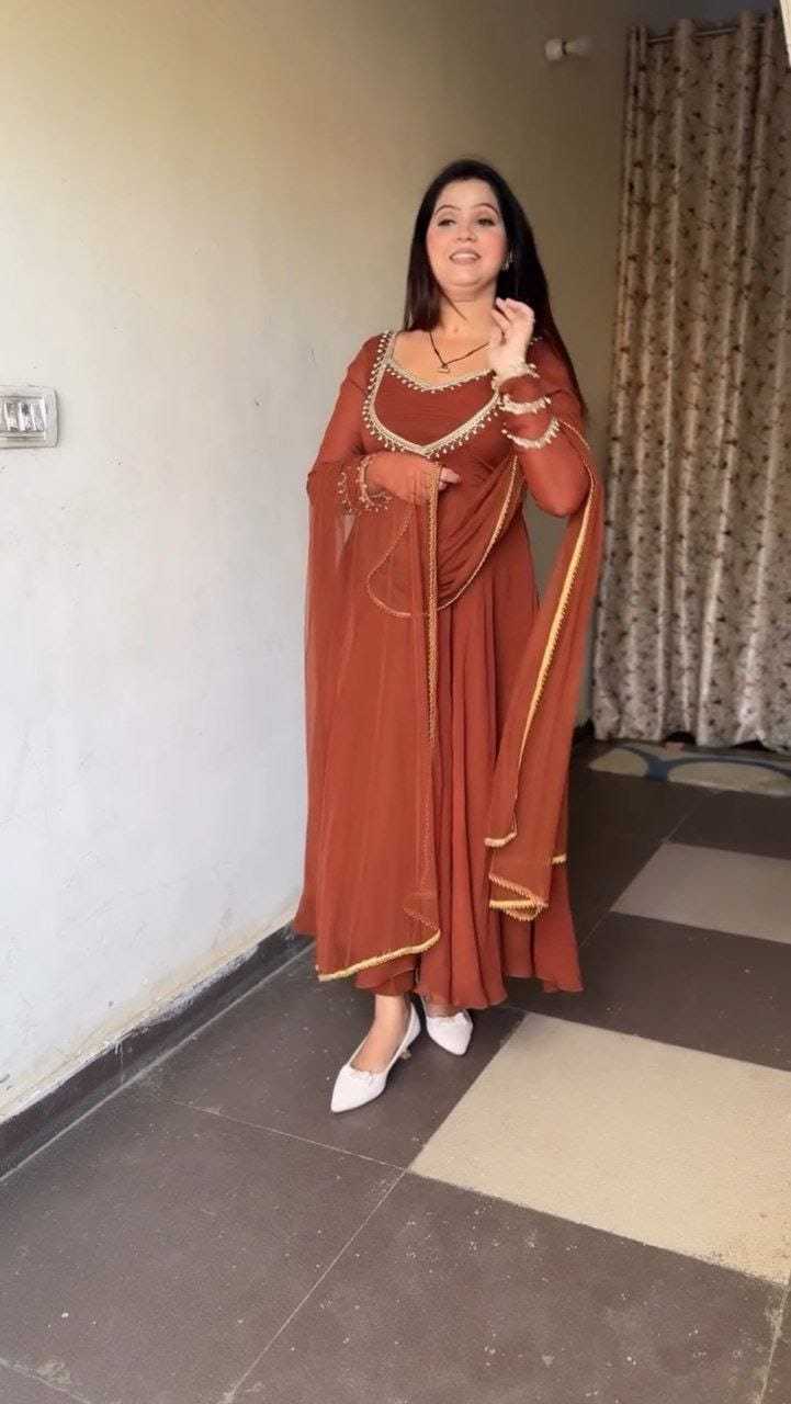 Ynf Georgette RIN157 2128 Gowns Plus Size Collections Wholesale Georgette Gown Party Wear Gowns Designer Gowns Manufacturer