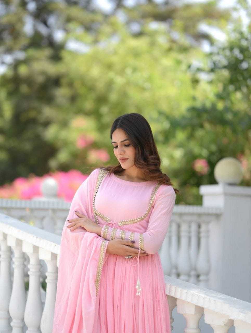 Ynf Georgette RIN157 2131 Gowns Plus Size Collections Wholesale Anarkali Gown Georgette Gown Pink Gown Manufacturer